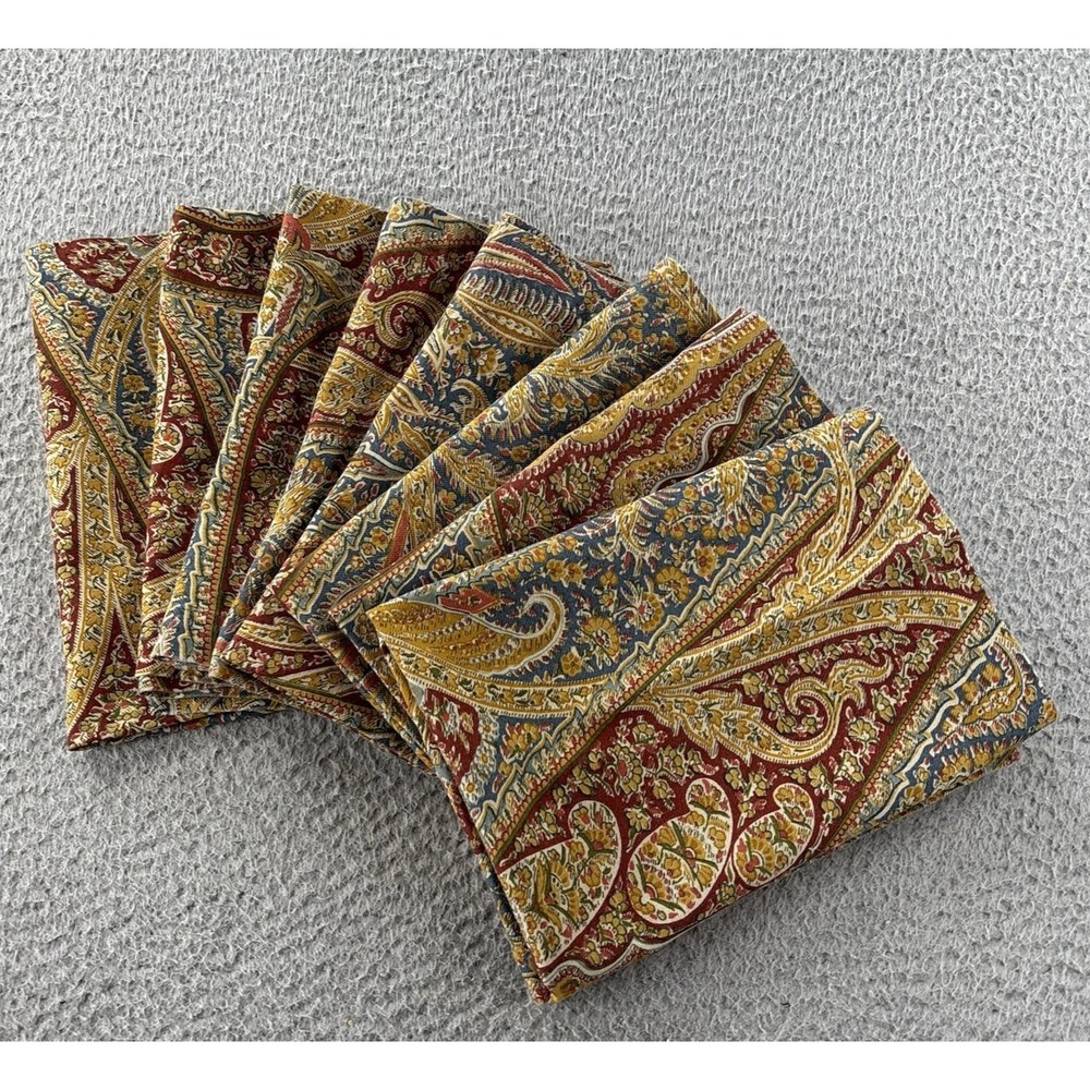 Williams Sonoma Paisley Table Napkins Set of 8  100% Cotton 19x19